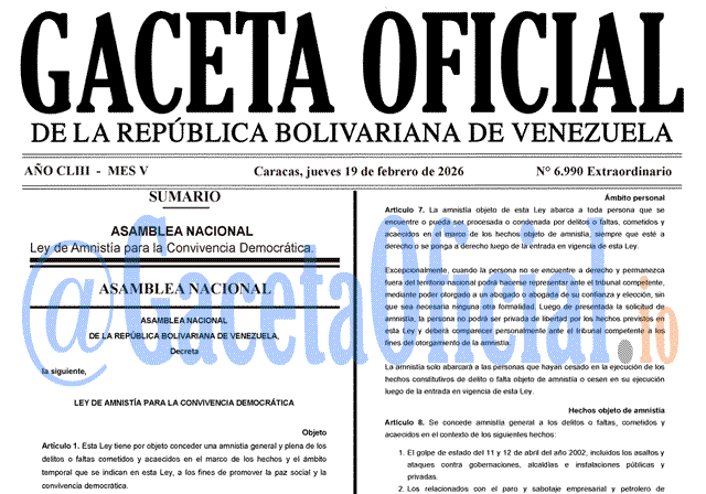Venezuela Gaceta Oficial 6990 del 19 febrero 2026 Gaceta Oficial, Gaceta 6990, Gaceta 6990 HD, Gaceta #6990, Gaceta Oficial Venezuela #6990
