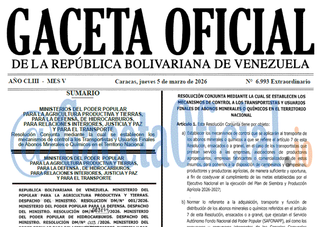 Venezuela Gaceta Oficial 6993 del 5 marzo 2026 Gaceta Oficial, Gaceta 6993, Gaceta 6993 HD, Gaceta #6993, Gaceta Oficial Venezuela #6993