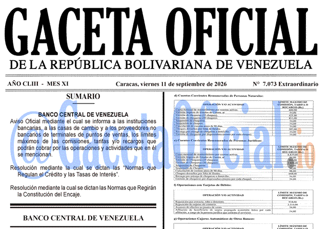 Gaceta Oficial, Gaceta 7073, Gaceta 7073 HD, Gaceta #7073, Gaceta Oficial Venezuela #7073