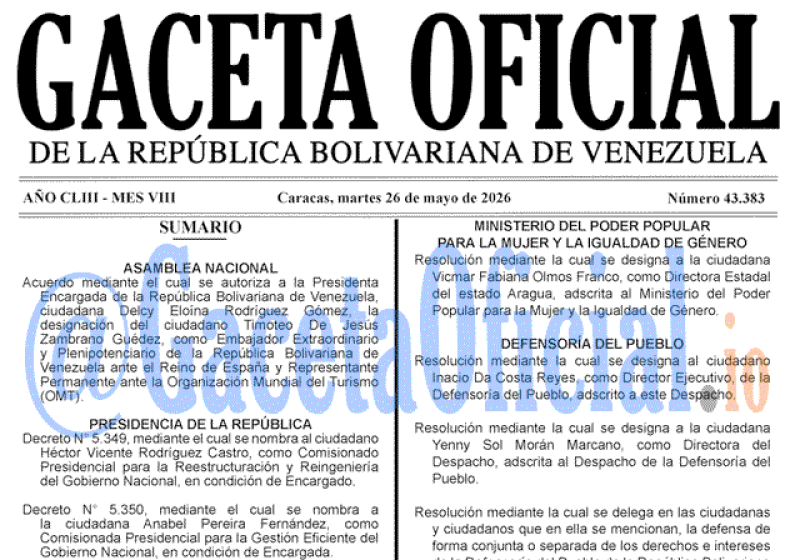 2026-05-26 Gaceta Oficial Venezuela #43383