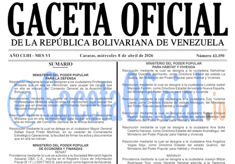 2026-04-08 Gaceta Oficial Venezuela #43350
