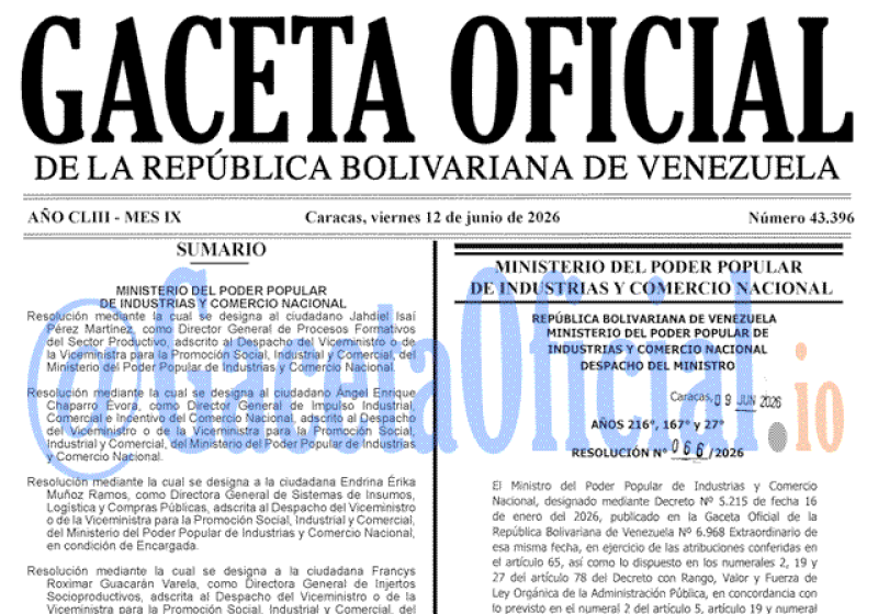 2026-06-12 Gaceta Oficial Venezuela #43396
