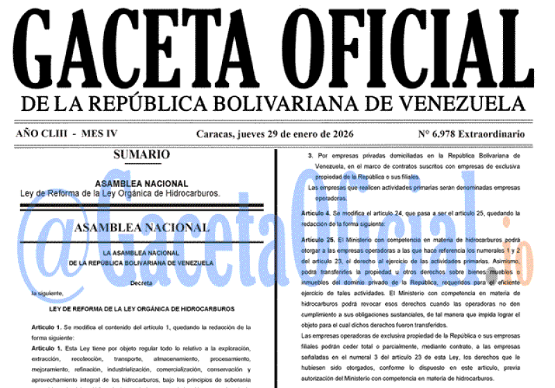 2026-01-29 Gaceta Oficial Venezuela #6978
