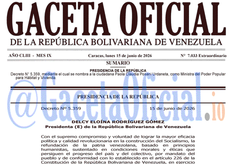 2026-06-15 Gaceta Oficial Venezuela #7033
