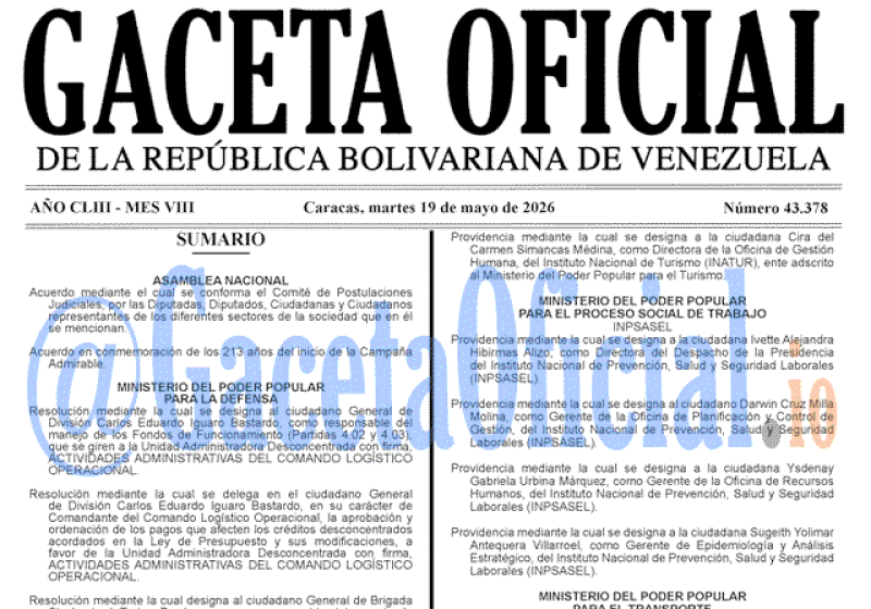 2026-05-19 Gaceta Oficial Venezuela #43378