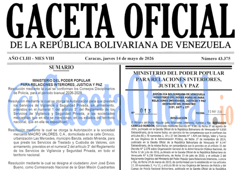 2026-05-14 Gaceta Oficial Venezuela #43375