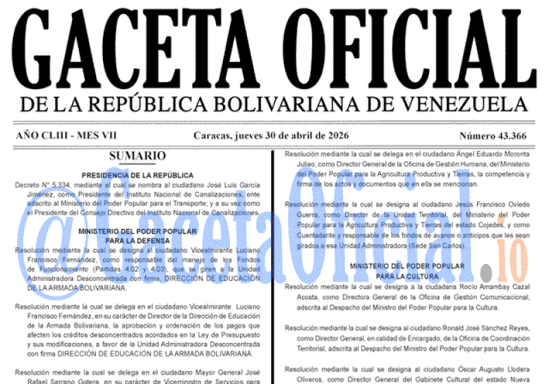2026-04-30 Gaceta Oficial Venezuela #43366