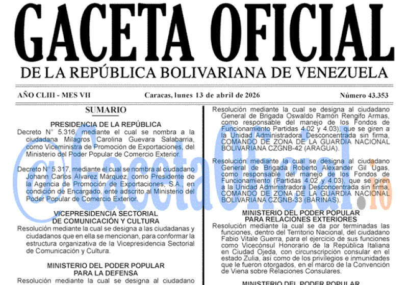 2026-04-13 Gaceta Oficial Venezuela #43353