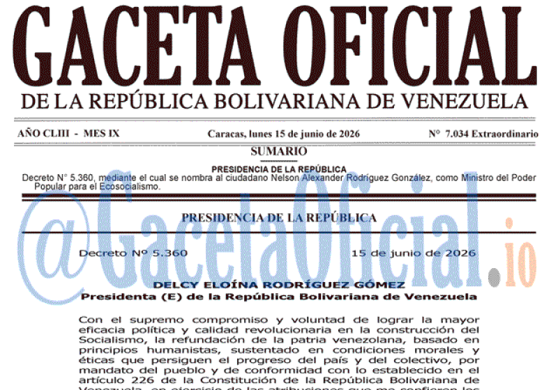 2026-06-15 Gaceta Oficial Venezuela #7034