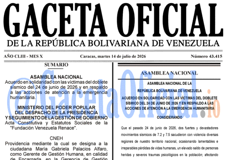 2026-07-14 Gaceta Oficial Venezuela #43415