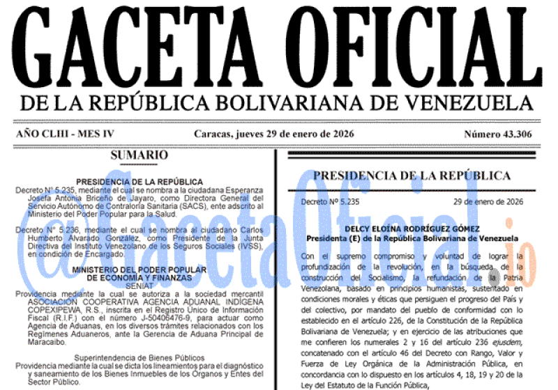 2026-01-29 Gaceta Oficial Venezuela #43306