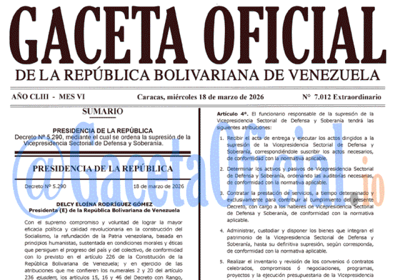 2026-03-18 Gaceta Oficial Venezuela #7012