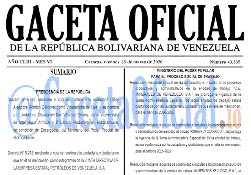 2026-03-13 Gaceta Oficial Venezuela #43335