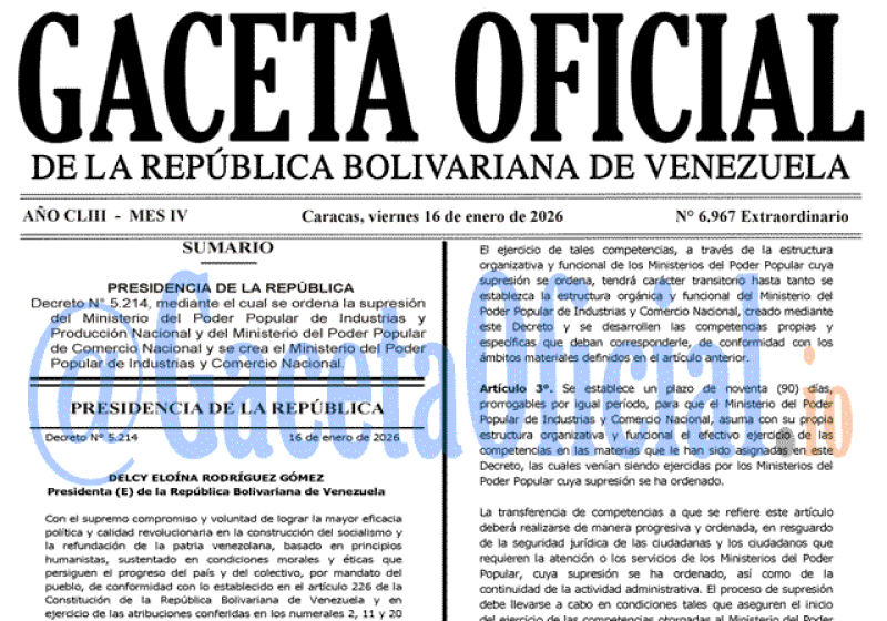 2026-01-16 Gaceta Oficial Venezuela #6967