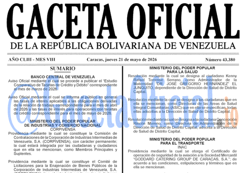 2026-05-21 Gaceta Oficial Venezuela #43380