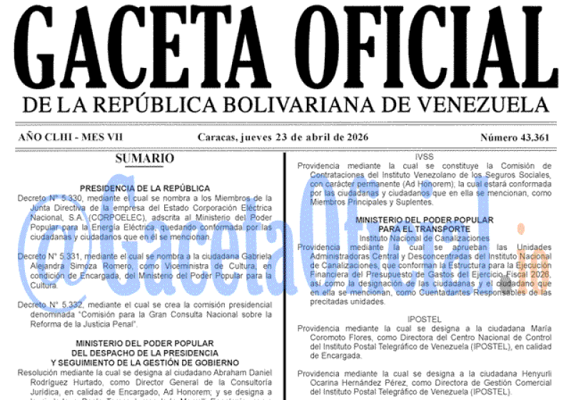 2026-04-23 Gaceta Oficial Venezuela #43361