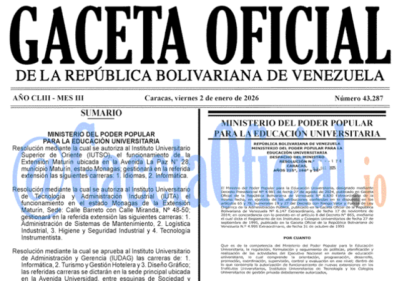 2026-01-02 Gaceta Oficial Venezuela #43287
