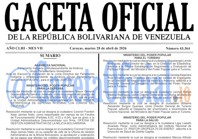 2026-04-28 Gaceta Oficial Venezuela #43364