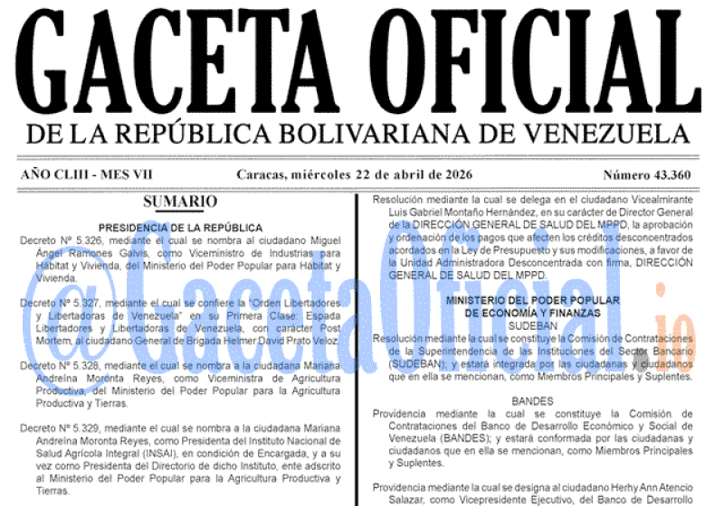 2026-04-22 Gaceta Oficial Venezuela #43360
