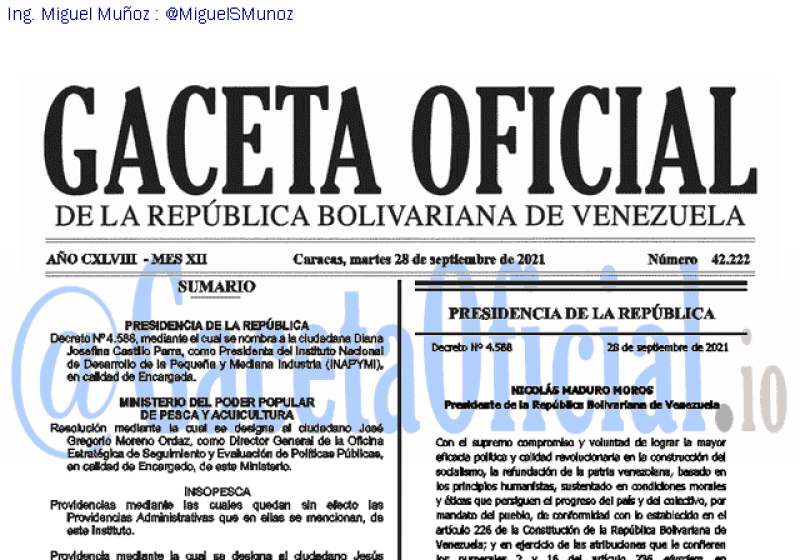 2021-09-28 Gaceta Oficial Venezuela #42222