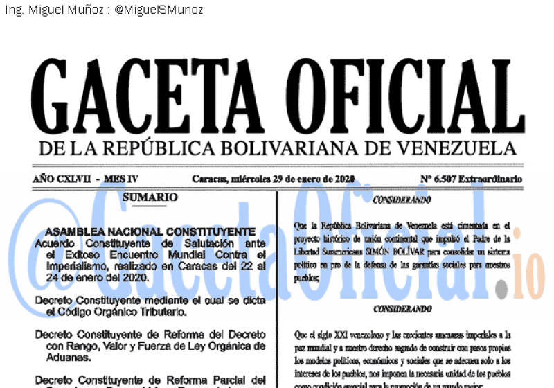 2020-01-29 Gaceta Oficial Venezuela #6507