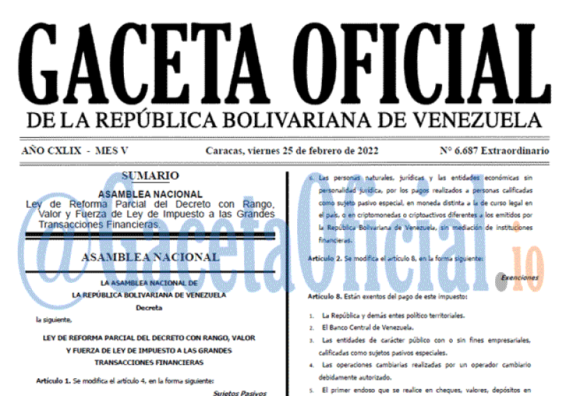 2022-02-25 Gaceta Oficial Venezuela #6687